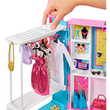Barbie Dream Closet with Blonde Doll & 25+ Pieces, Toy Closet Expands to 2+ ft / 60+ cm Wide & Features 10+ Storage Areas, Full-Length Mirror, Customizable Desk Space and Rotating Clothes Rack