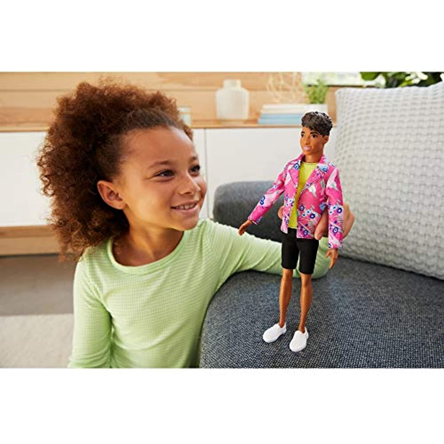 Barbie Ken 60th Anniversary Doll in Throwback Rocker Derek Look with Neon Top, Shorts & Shoes for Kids 3 to 8 Years Old