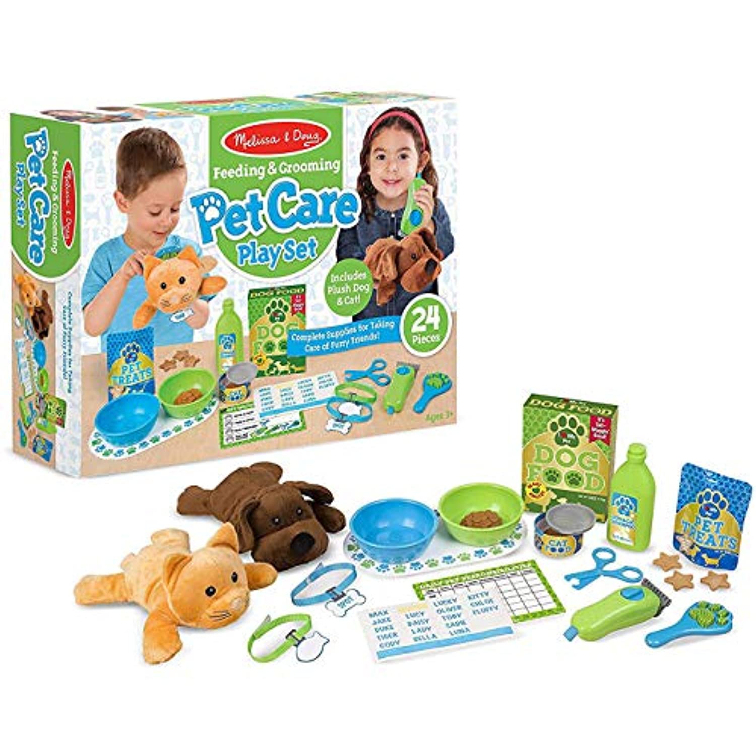 Melissa & Doug Feeding & Grooming Pet Care: Playset + 1 Scratch Art Mini-Pad Bundle (#08551)