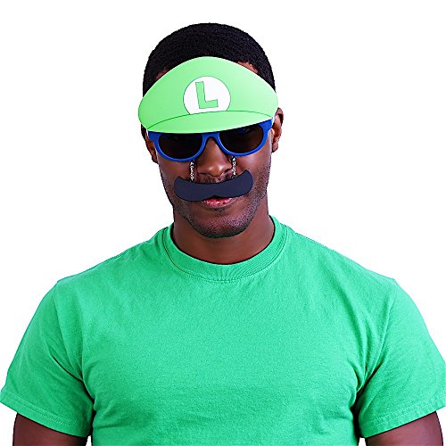Costume Sunglasses Nintendo Luigi Mustache Sun-Staches Party Favors UV400