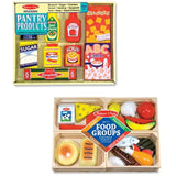 3 Item Bundle: Melissa and Doug 271 Food Groups and 4077 Pantry Wooden Play Food + Free Activity Book