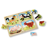 4-in-1 Farm Theme Peg Puzzle + FREE Melissa & Doug Scratch Art Mini-Pad Bundle