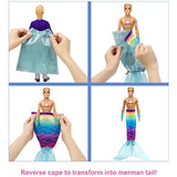 Barbie Dreamtopia 2-in-1 Ken Doll (Blonde, 12-in) with Prince to Merman Fashion Transformation, with 2 Looks and Accessories, for 3 to 7 Year Olds