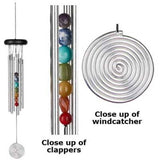 Woodstock Chimes CC7 Woodstock Medium Chakra, Seven Stones-Eastern Energies Collection Chime, 17-1/2-Inch, Silver