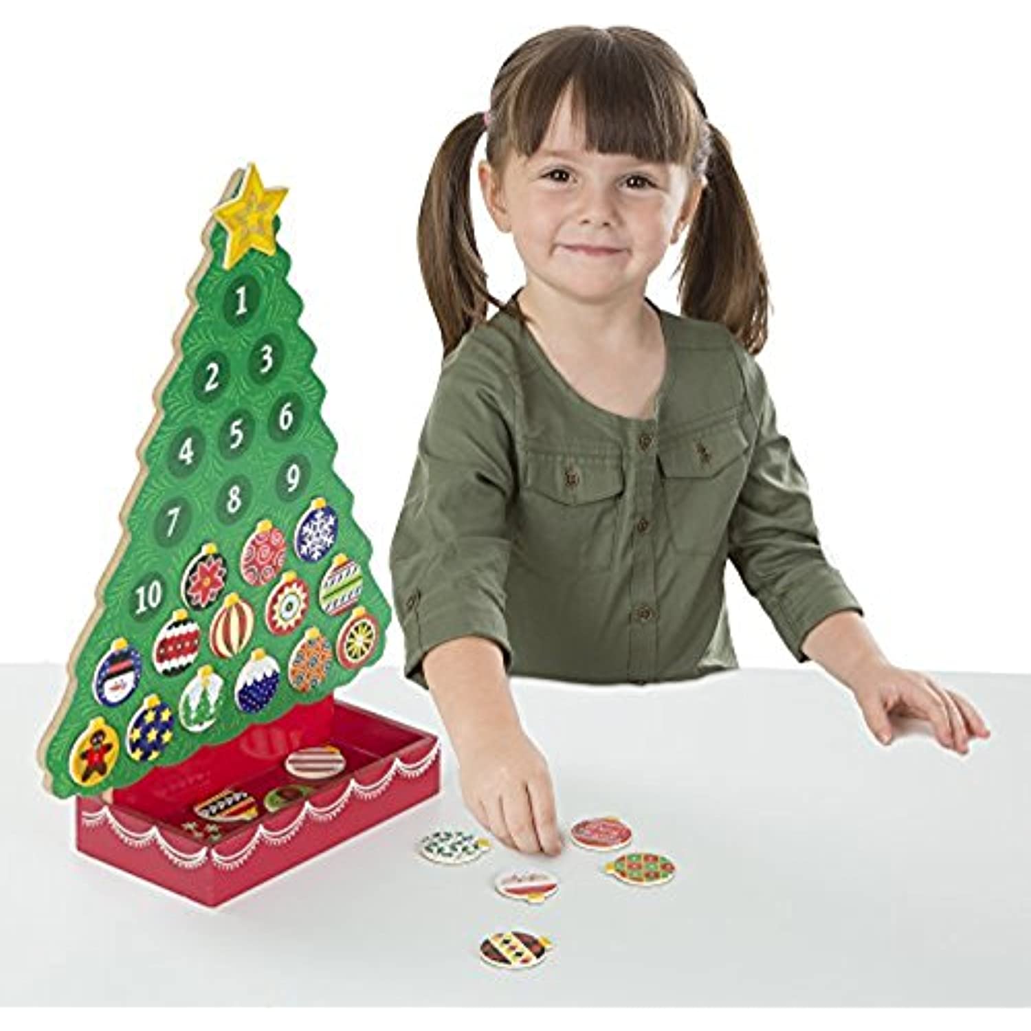 Bundle Includes 2 Items - Melissa & Doug Countdown to Christmas Wooden Advent Calendar - Magnetic Tree, 25 Magnets and Melissa & Doug Slice and Bake Wooden Christmas Cookie Play Food Set