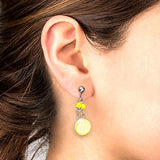 Women's Stainless Steel Yellow Solar Plexus Chakra Arts Earrings