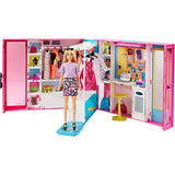 Barbie Dream Closet with Blonde Doll & 25+ Pieces, Toy Closet Expands to 2+ ft / 60+ cm Wide & Features 10+ Storage Areas, Full-Length Mirror, Customizable Desk Space and Rotating Clothes Rack