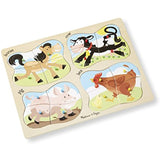 4-in-1 Farm Theme Peg Puzzle + FREE Melissa & Doug Scratch Art Mini-Pad Bundle