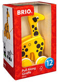 BRIO 30200 Infant & Toddler - Pull Along Giraffe Wood Baby Toy with Bobbing Head for Kids Ages 1 and up, Yellow/Brown