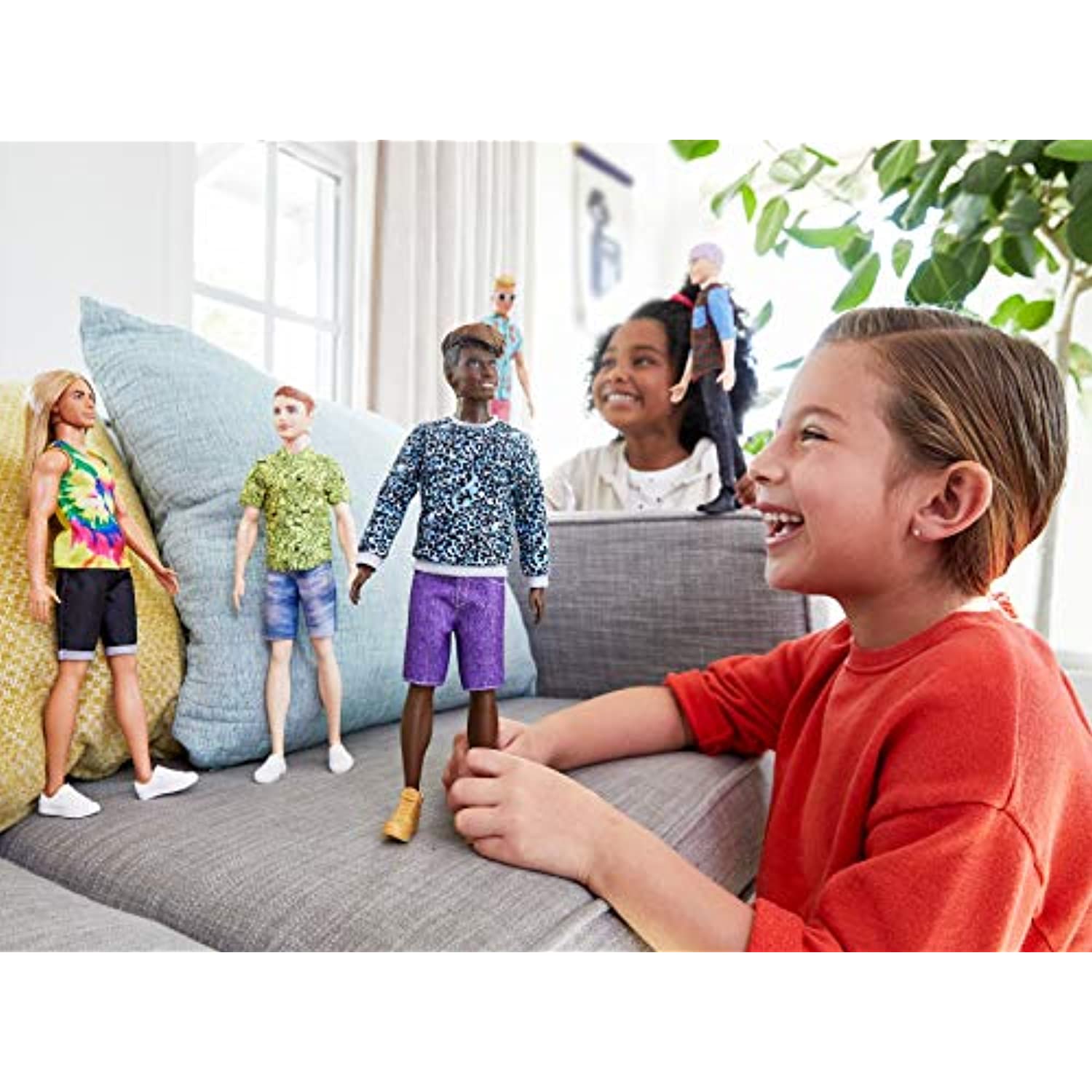 Barbie Ken Fashionistas Doll #153 with Sculpted Dreadlocks Wearing Blue Animal-Print Shirt, Purple Shorts & Boots, Toy for Kids 3 to 8 Years Old