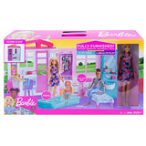 Barbie Doll and Dollhouse, Portable 1-Story Playset with Pool and Accessories, for 3 to 7 Year Olds