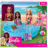 Barbie Doll, 11.5-Inch Blonde, and Pool Playset with Slide and Accessories, Gift for 3 to 7 Year Olds
