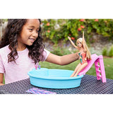 Barbie Doll, 11.5-Inch Blonde, and Pool Playset with Slide and Accessories, Gift for 3 to 7 Year Olds