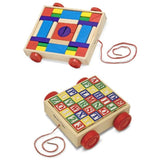 3 Item Bundle: Melissa and Doug 1169 Classic ABC Block Cart and 4209 Unit Blocks on Wheels + Activity Book