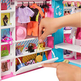 Barbie Dream Closet with Blonde Doll & 25+ Pieces, Toy Closet Expands to 2+ ft / 60+ cm Wide & Features 10+ Storage Areas, Full-Length Mirror, Customizable Desk Space and Rotating Clothes Rack