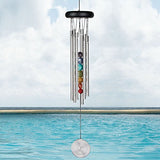Woodstock Chimes CC7 Woodstock Medium Chakra, Seven Stones-Eastern Energies Collection Chime, 17-1/2-Inch, Silver