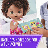 BABY ALIVE READY FOR SCHOOL BABY: Baby Doll with Black Curly Hair, School-Themed Dress, Doll Accessories Include Notebook & Brush, Doll For 3-Year-Old Girls and Boys and Up
