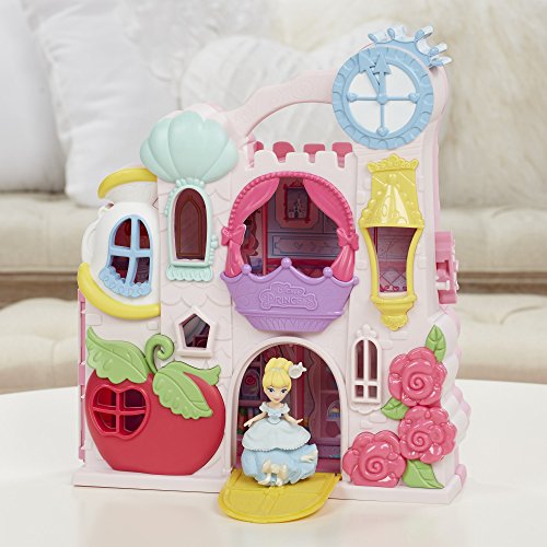 Disney Princess Little Kingdom Play n Carry Castle - Triple Functions as Magical Playset, Carrier, and Storage - Includes Carrying Case, Cinderella Doll, and Accessories