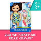 Baby Alive Magical Scoops Baby: Brunette Baby Doll with Dress and Accessories: Ice Cream Cone, Scooper, Comb and More, Perfect Toy for 3-Year-Old Girls and Boys and Up