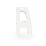 Guidecraft Step Up Kitchen Helper - White: Adjustable Height, Wooden Cooking Step Stool With Safety Rails For Little Kids - Toddler Learning Furniture