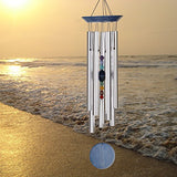 Woodstock Chimes CC7 Woodstock Medium Chakra, Seven Stones-Eastern Energies Collection Chime, 17-1/2-Inch, Silver
