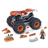 Bundle of 2 |Mega Hot Wheels Monster Truck Building Sets (V8 Bomber & Tiger Shark)