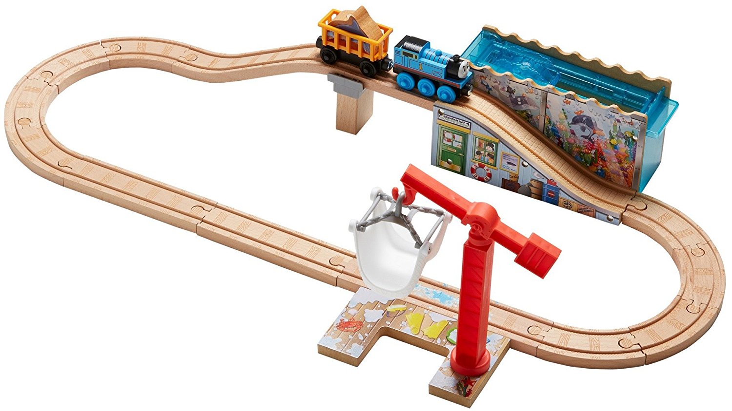 Fisher Price Wooden Railway Leap & Splash Dolphin Rescue Train DFW98