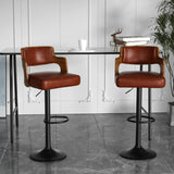 SSG Bar Stools Set of 2 Morden Height Counter Bar Stools with Wood Back Thickened Seat Swivel Adjustable Stool Chair for Home Kitchen Island Whisky Brown