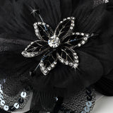 Crystal Rhinestone Matte Satin & Organza Bridal Flower Hair Clip with Brooch Pin 8106