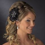 Crystal Rhinestone Matte Satin & Organza Bridal Flower Hair Clip with Brooch Pin 8106