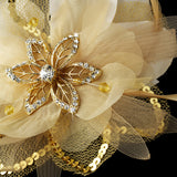 Crystal Rhinestone Matte Satin & Organza Bridal Flower Hair Clip with Brooch Pin 8106