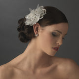 Crystal Rhinestone Matte Satin & Organza Bridal Flower Hair Clip with Brooch Pin 8106