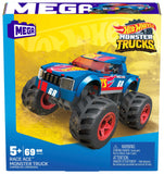 Bundle of 2 |Mega Hot Wheels Monster Truck Building Sets (Race Ace & Tiger Shark)