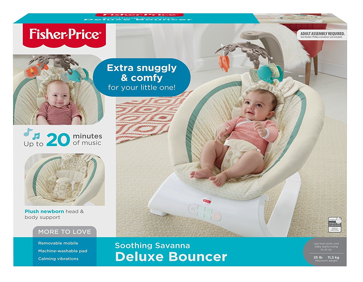 Fisher Price Deluxe Bouncer - Soothing Savanna CLH37