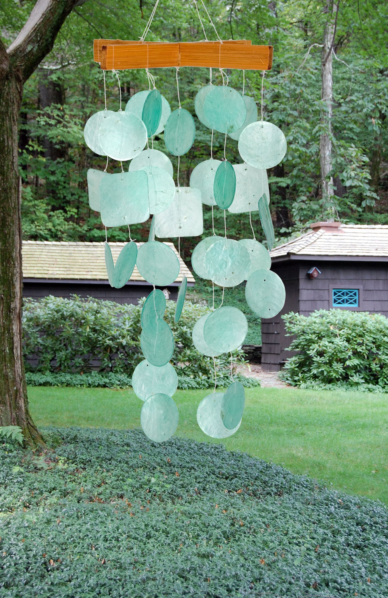 Woodstock Mini Capiz Chime - Aqua C139