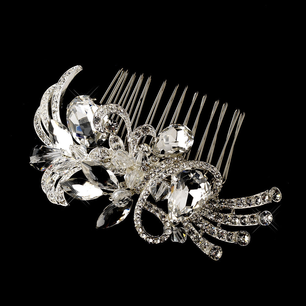 Beautiful Crystal Vintage Swirl Inspired Wedding Bridal Hair Comb 586