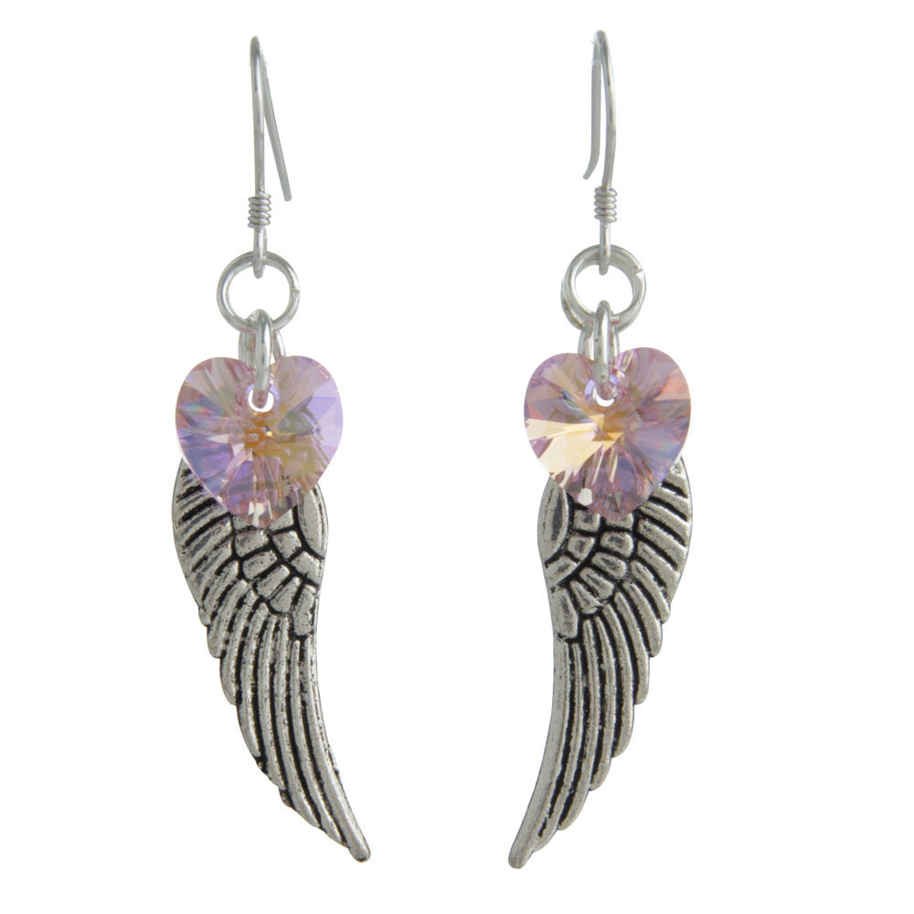 Woodstock Angel Wing Earrings - Light Rose CWLR