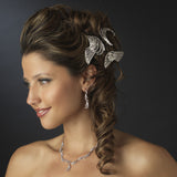 Antique Silver Clear Rhinestone Vintage Deco Style Clip 100