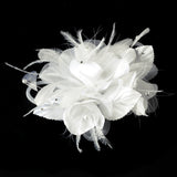 Bridal Flower Headpiece with Crystals & Feathers Clip 1142 White or Ivory