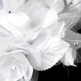 Bridal Flower Headpiece with Crystals & Feathers Clip 1142 White or Ivory