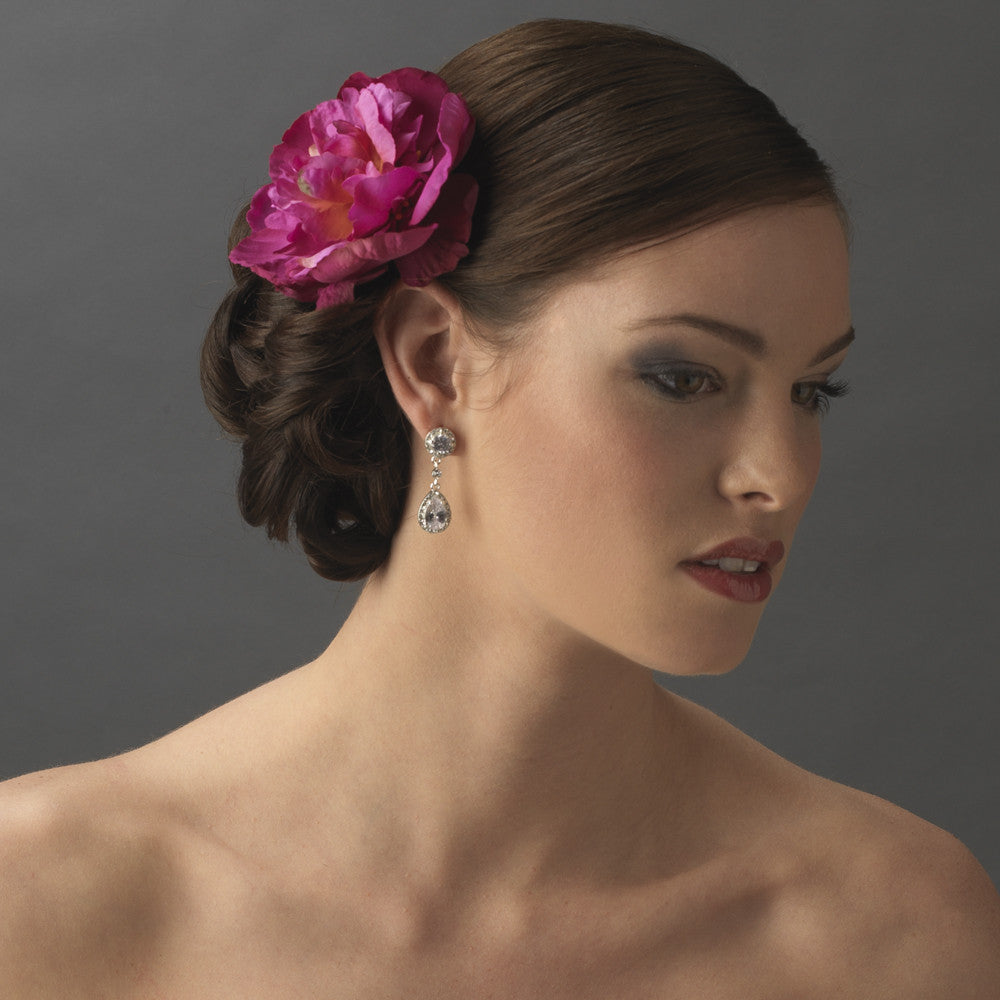 Elegant Peony Fuchsia Flower Hair Clip - Clip 409-Discontinued
