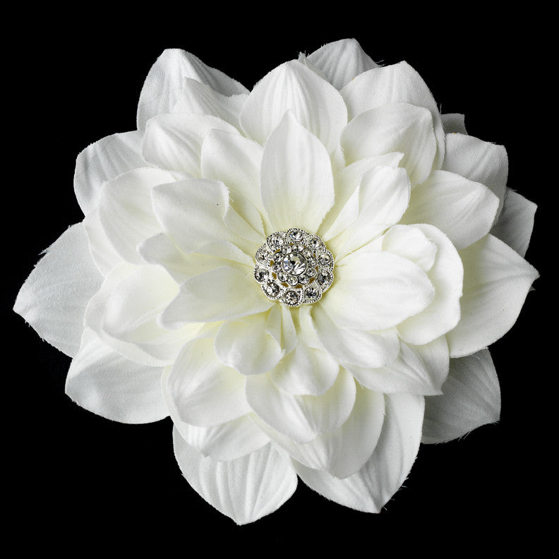 Elegant Rhinestone Jeweled Royal Gerber Flower Hair Clip - Clip 417
