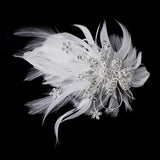 Feather Crystal Bridal Hair Clip 456 with Brooch Pin