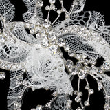 Delicate Ivory- Lace & Rhinestone Bridal Leaf Hair Clip 9632