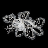 Delicate Ivory- Lace & Rhinestone Bridal Leaf Hair Clip 9632