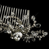 Antique Silver Clear Crystal & Rhinestone Comb 3644