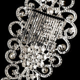 Antique Silver Clear Rhinestone Tiara Comb 404