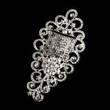 Antique Silver Clear Rhinestone Tiara Comb 404