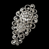 Antique Silver Clear Rhinestone Tiara Comb 404