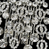 Antique Silver Clear Round Cut Dangle Rhinestone Side Comb 406